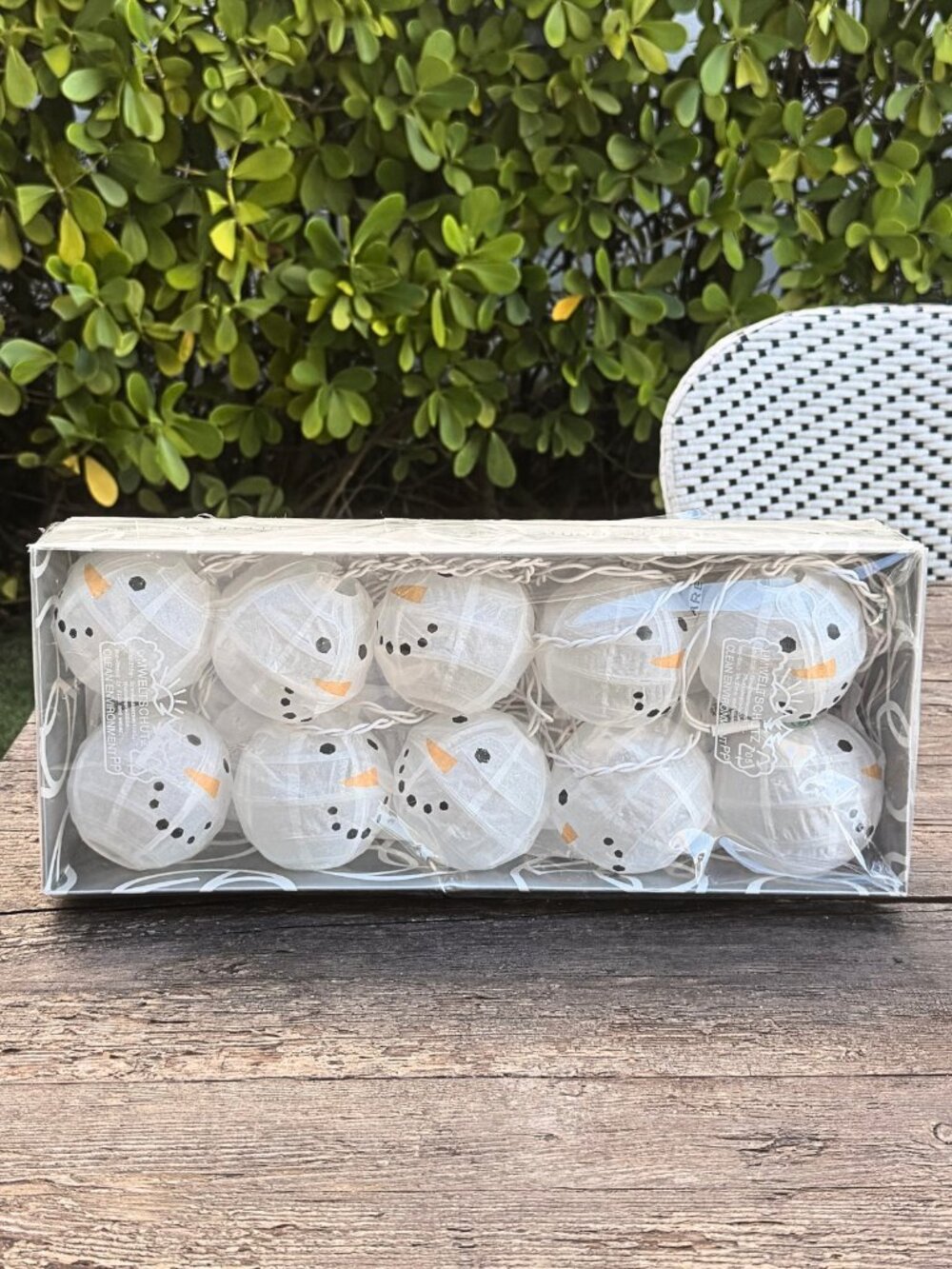 DEPARTMENT 56 String of 10 Snowman Christmas Paper Lantern Globe Lights WORKS